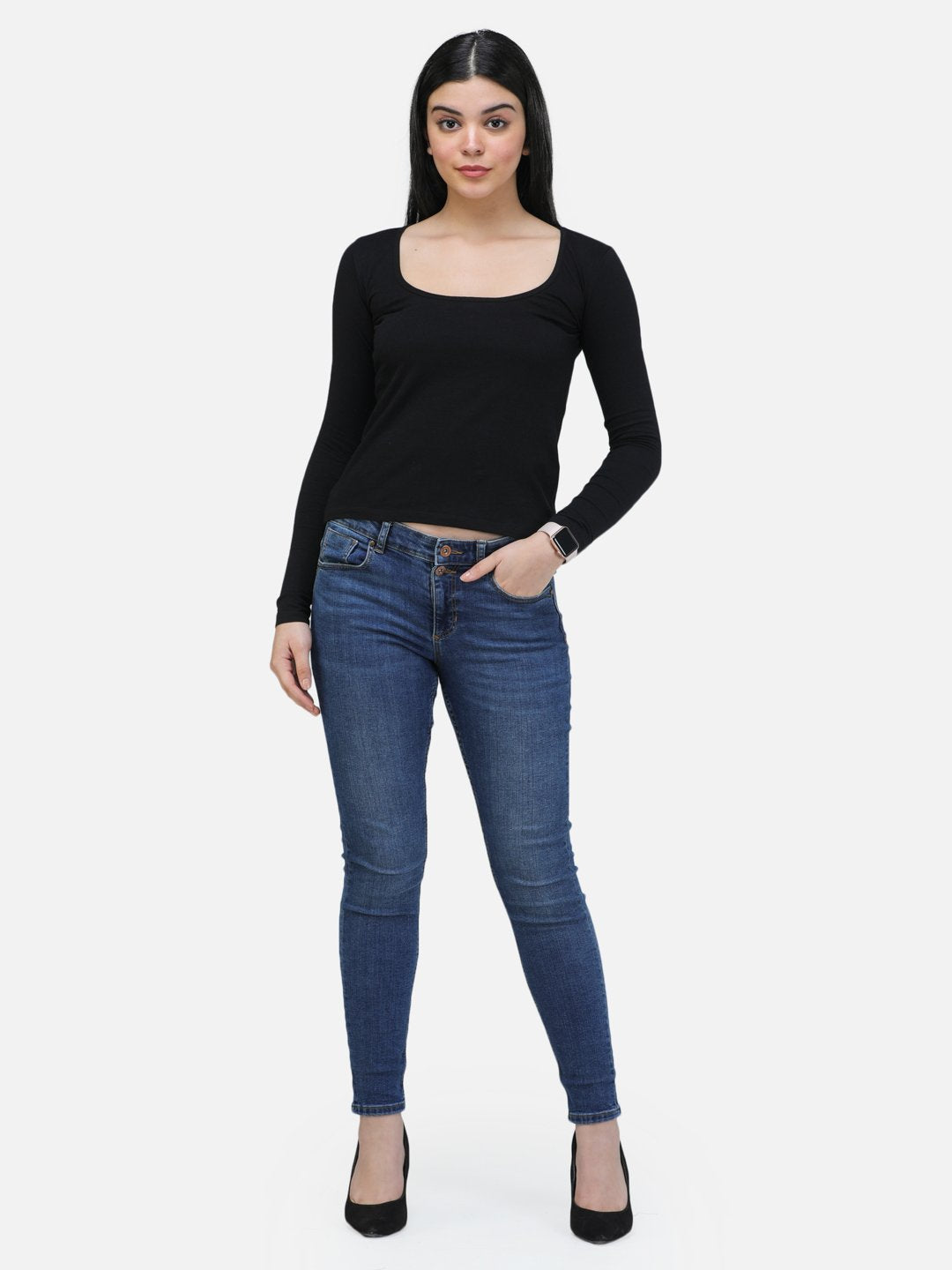SCORPIUS BLACK SQUARE NECK REGULAR TOP