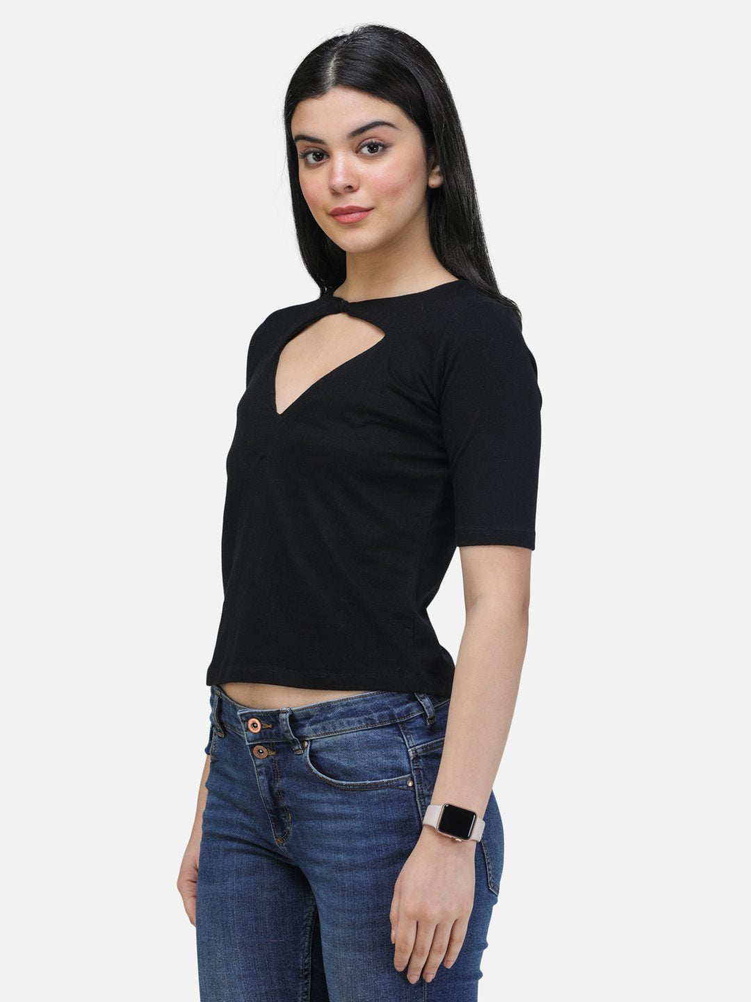 SCORPIUS BLACK STYLED NECK TOP