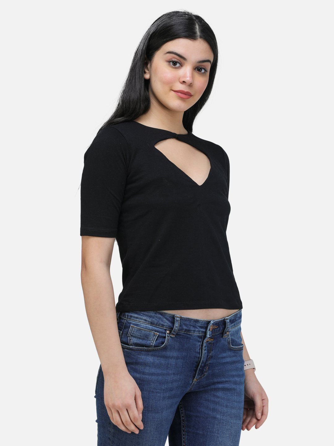 SCORPIUS BLACK STYLED NECK TOP