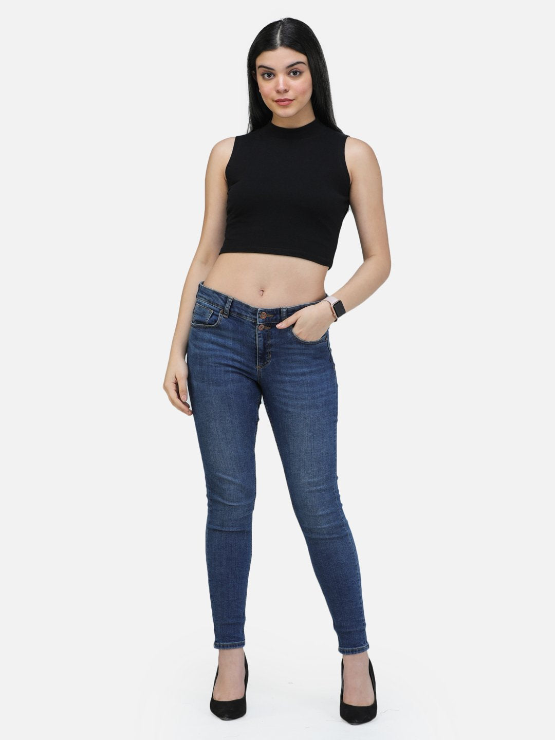 SCORPIUS BLACK CUT SLEEVE CROP TOP