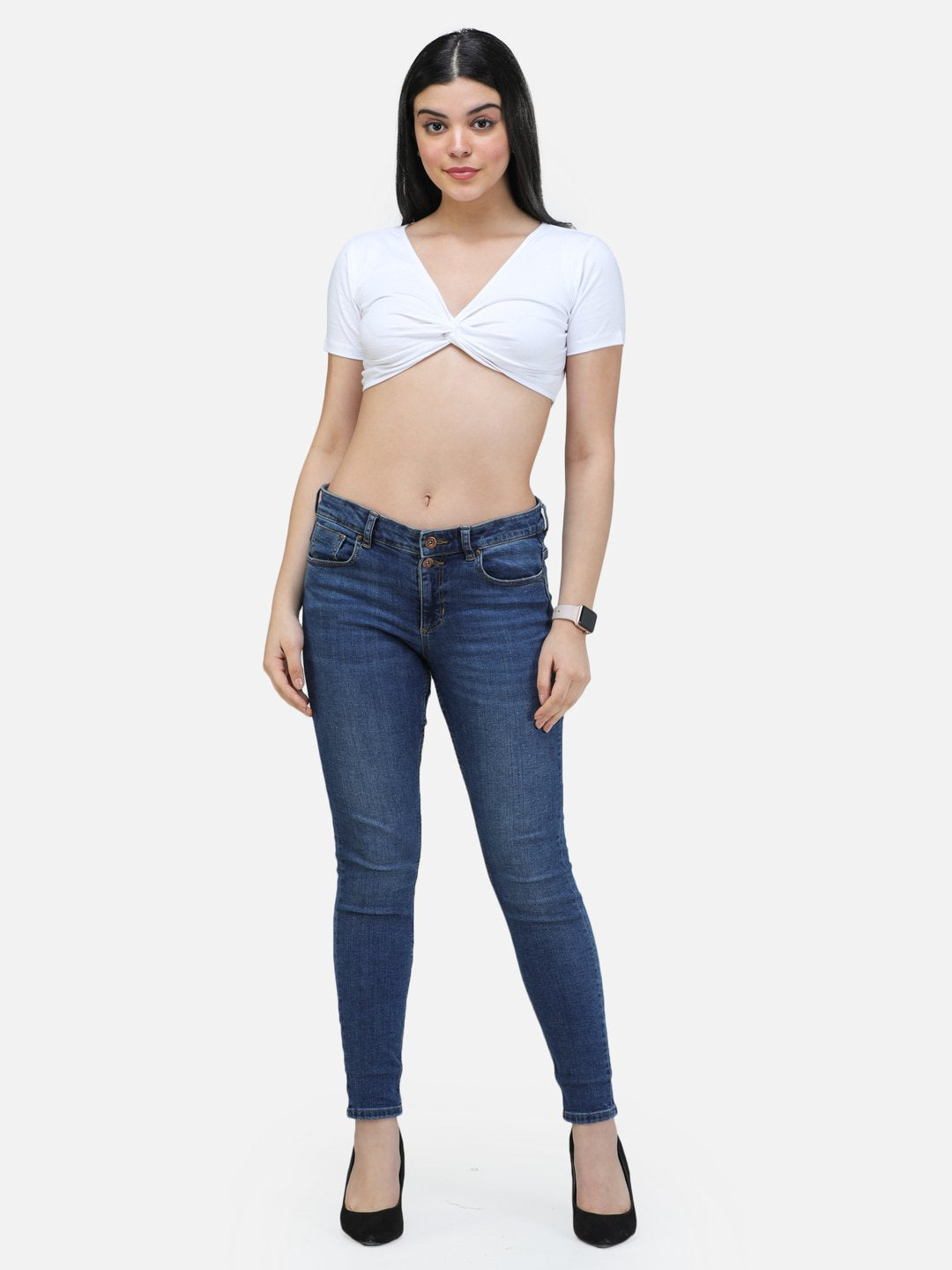 SCORPIUS WHITE FRONT CROSS CROP TOP