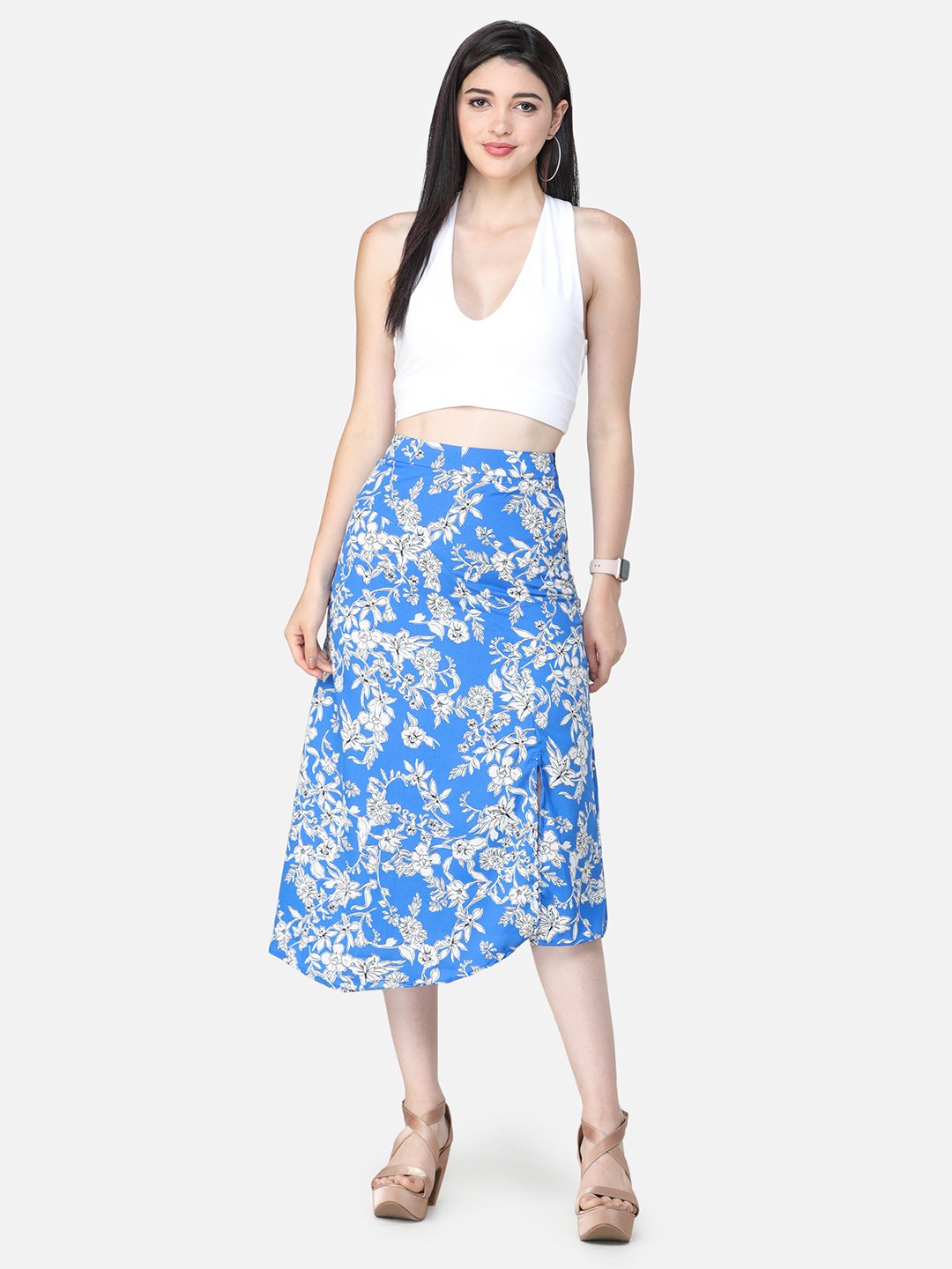 Blue Printed Skirt