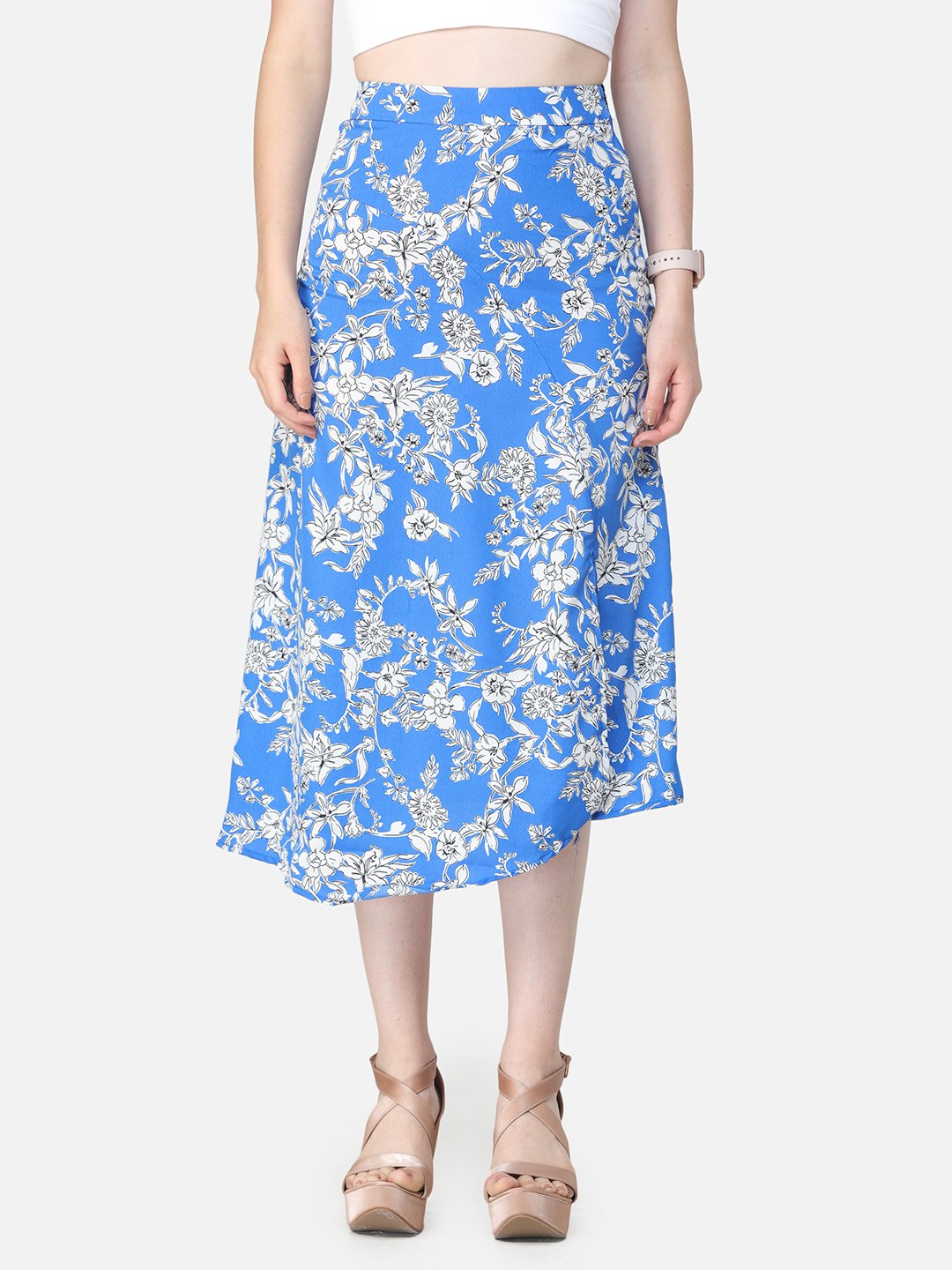 Blue Printed Skirt