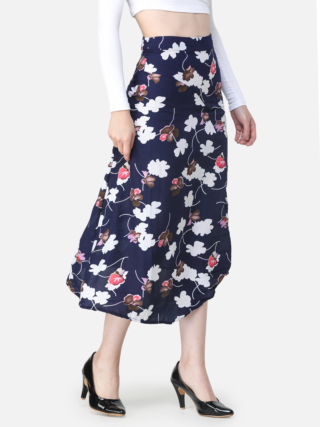 Navy Floral Skirt
