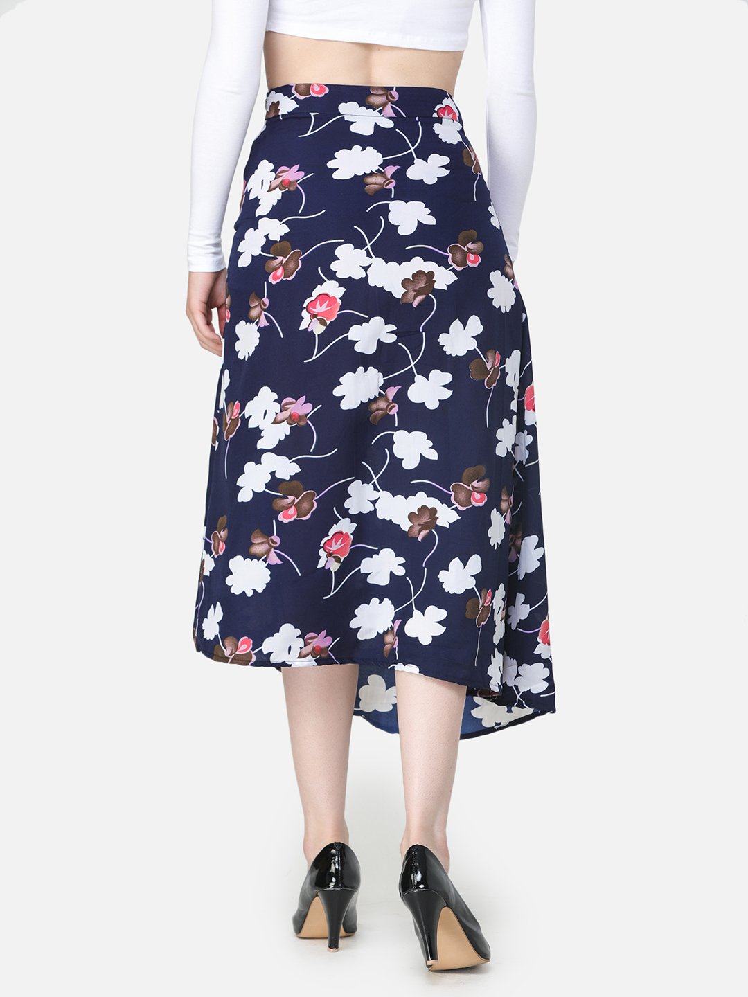 Navy Floral Skirt