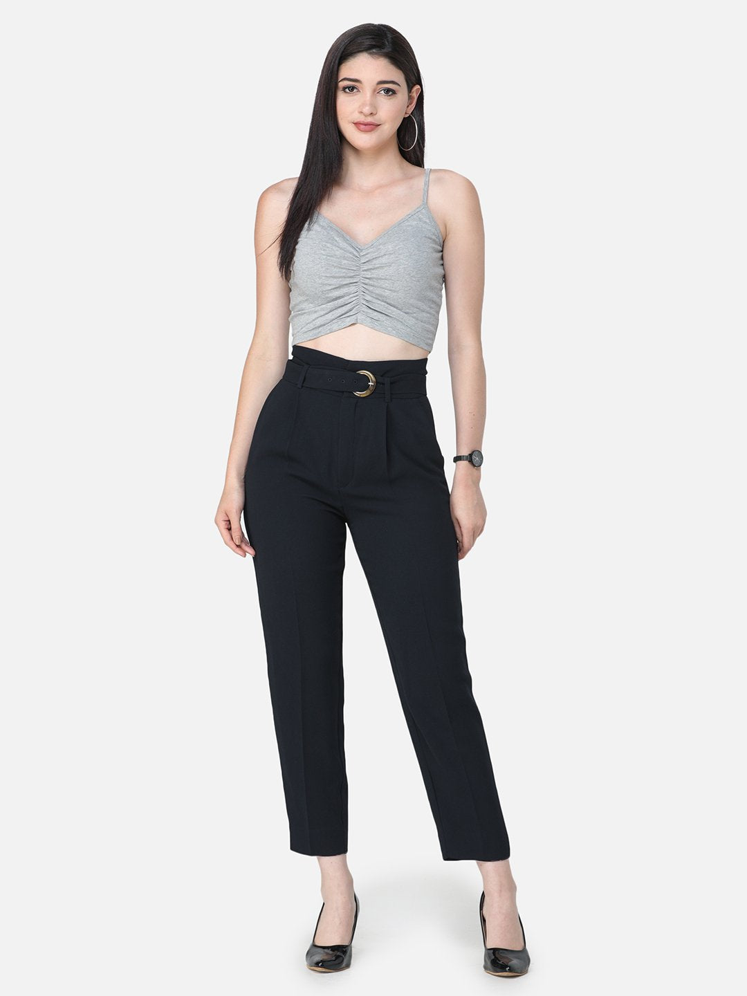 SCORPIUS SOLID GREY CROP TOP