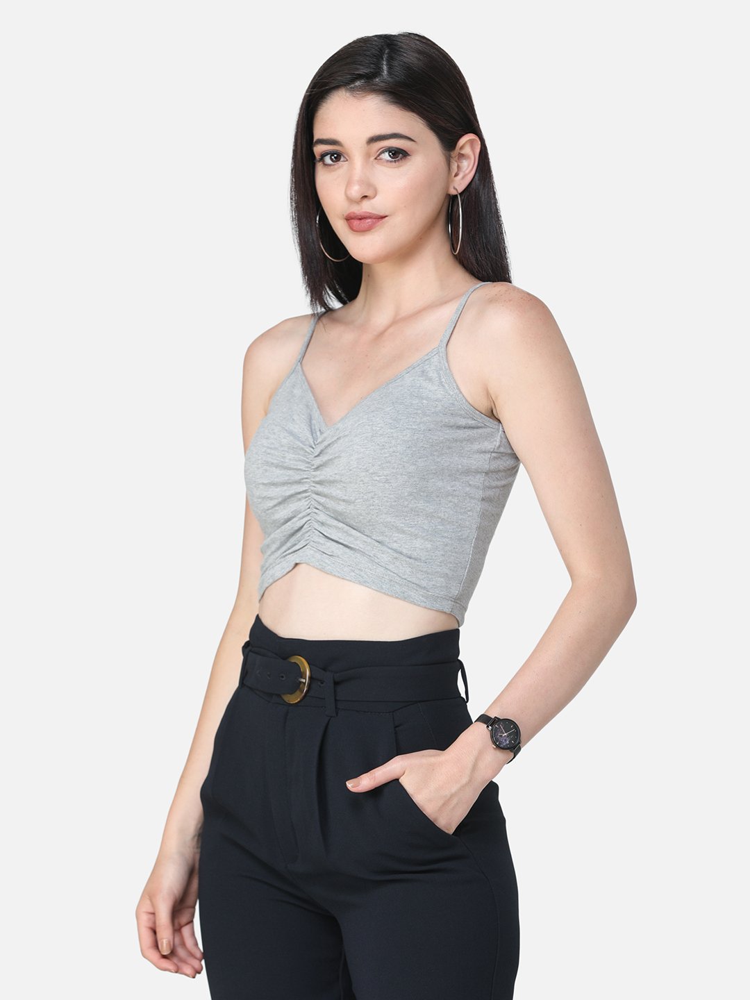 SCORPIUS SOLID GREY CROP TOP