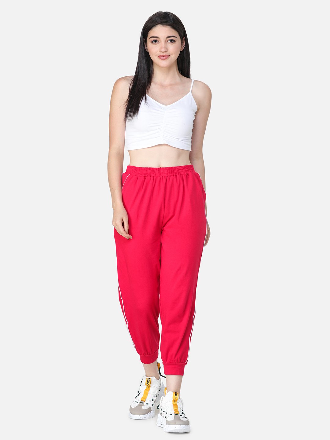 Magenta Striped Trackpants