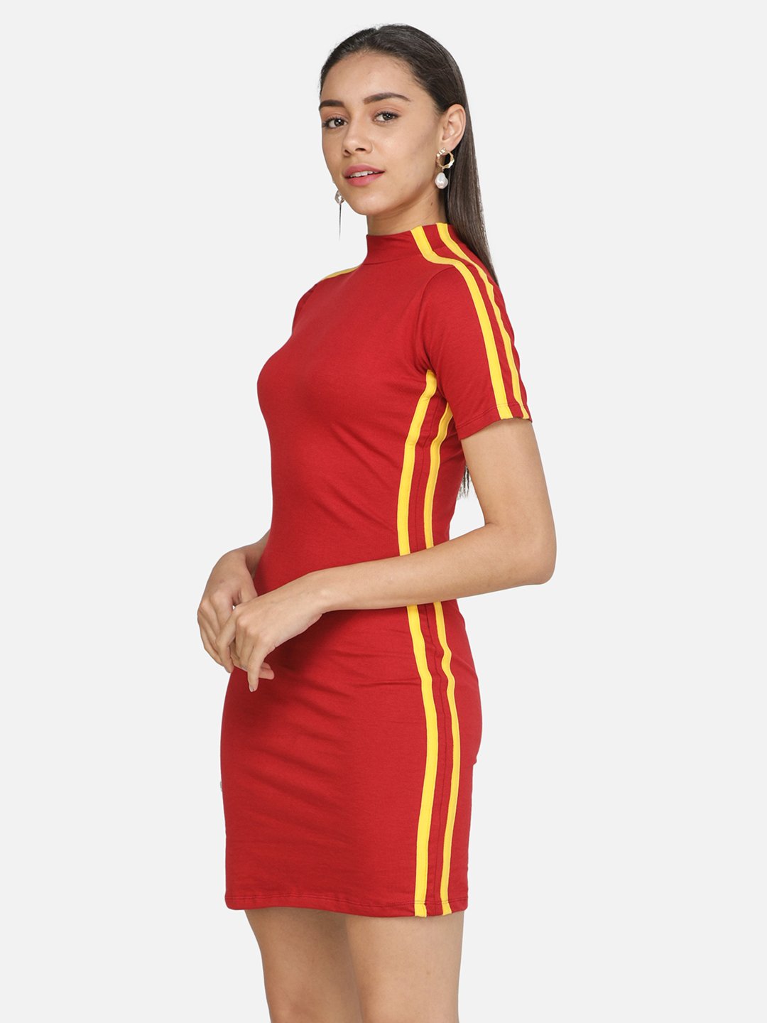 SCORPIUS Maroon Striped Mini dress