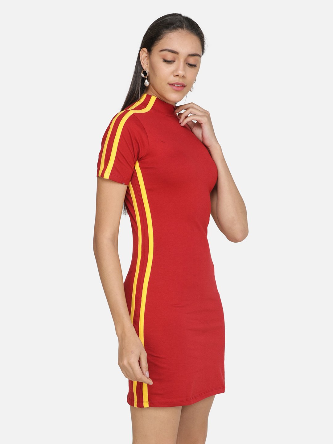 SCORPIUS Maroon Striped Mini dress