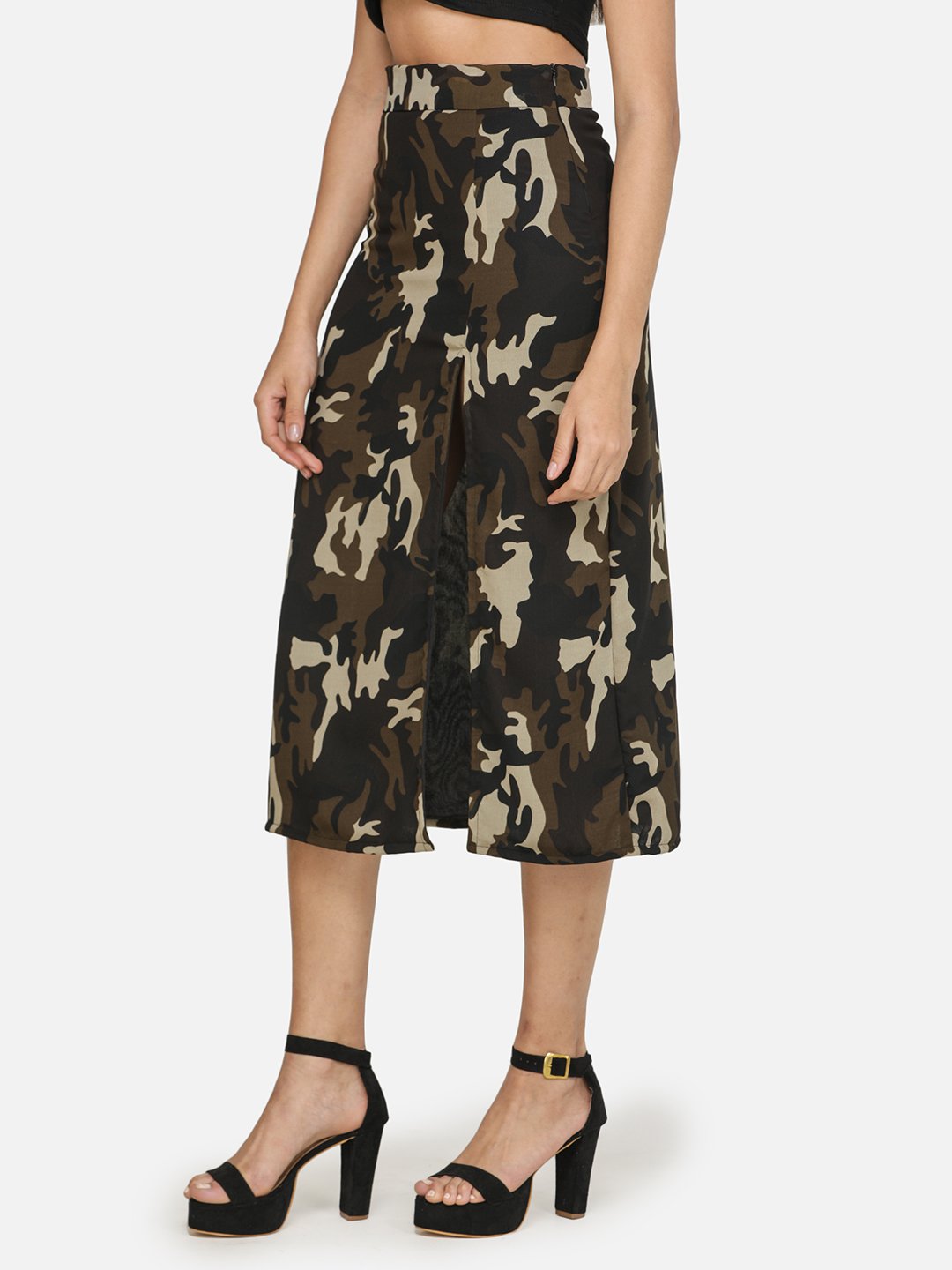 SCORPIUS BLACK FRONT SLIT SKIRT