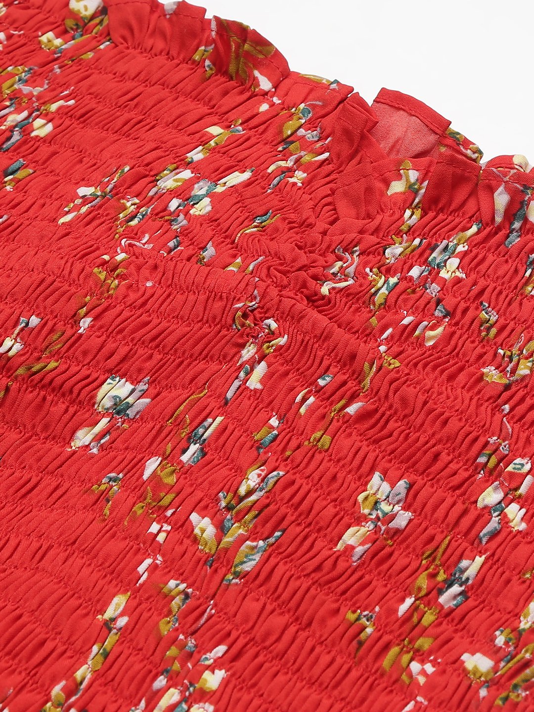 SCORPIUS Red Printed off shoulder crop top