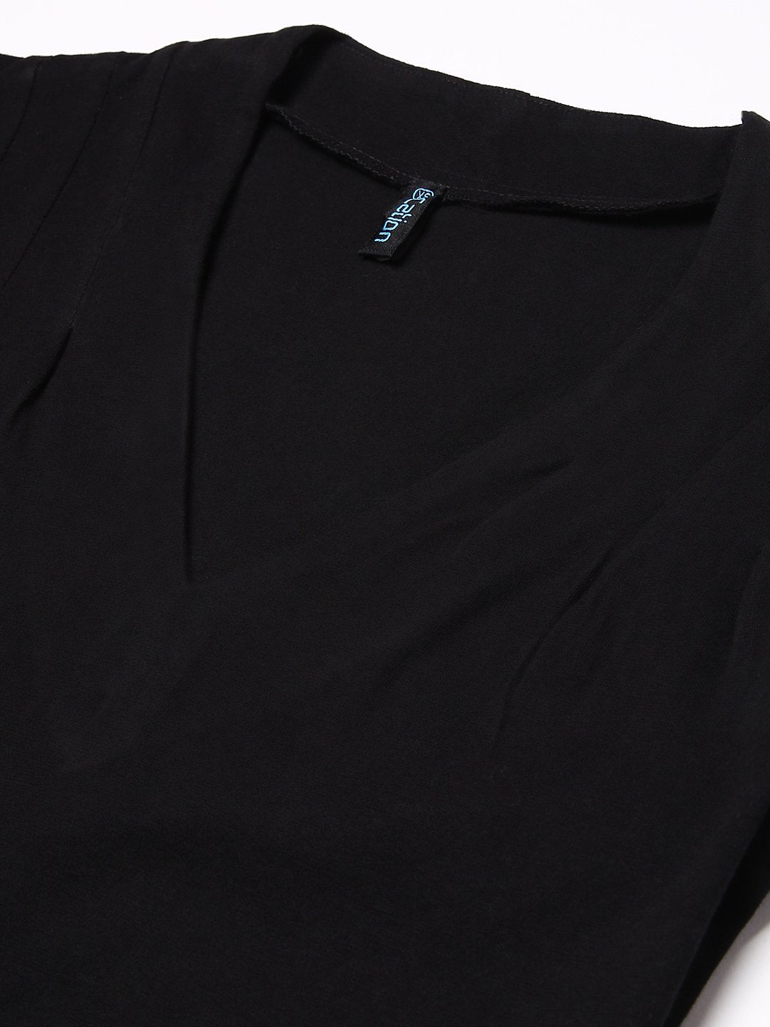 V-Neck Solid Black Top