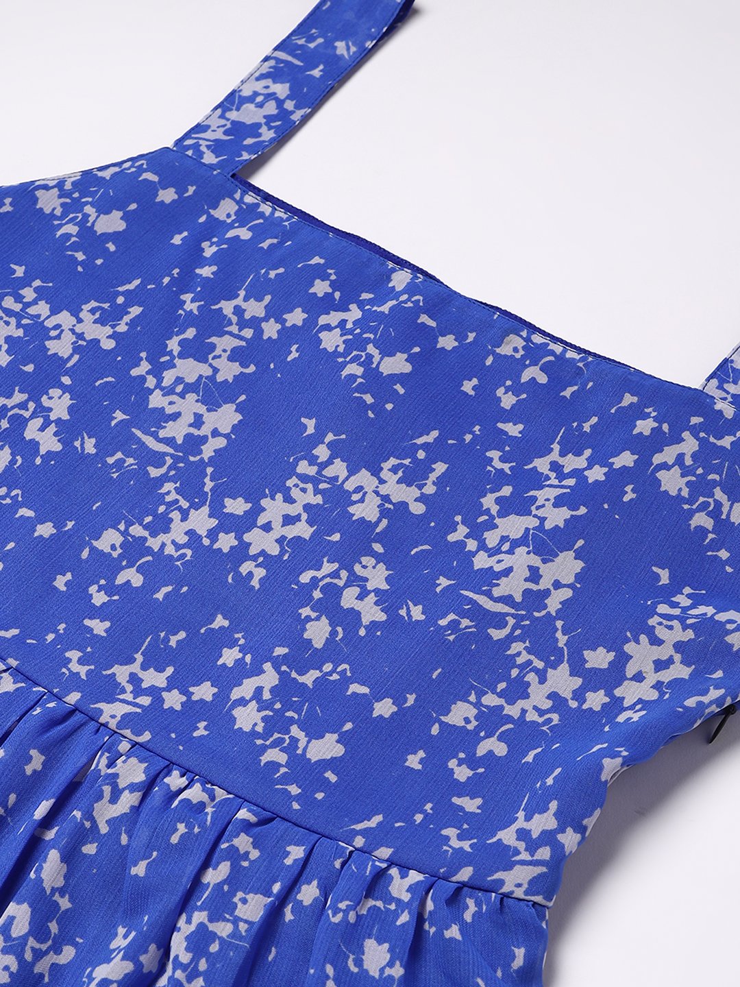 Printed Blue Midi Dress