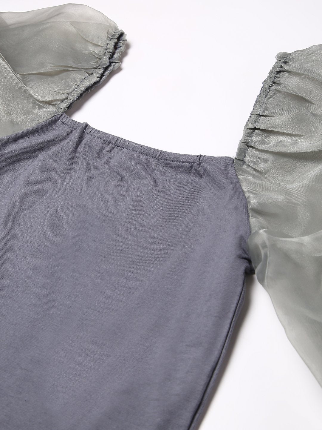 Grey Puff Sleeve Top