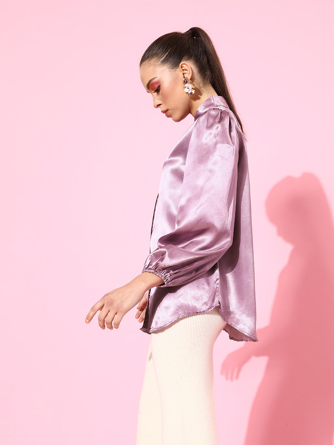 SCORPIUS purple Satin shirt