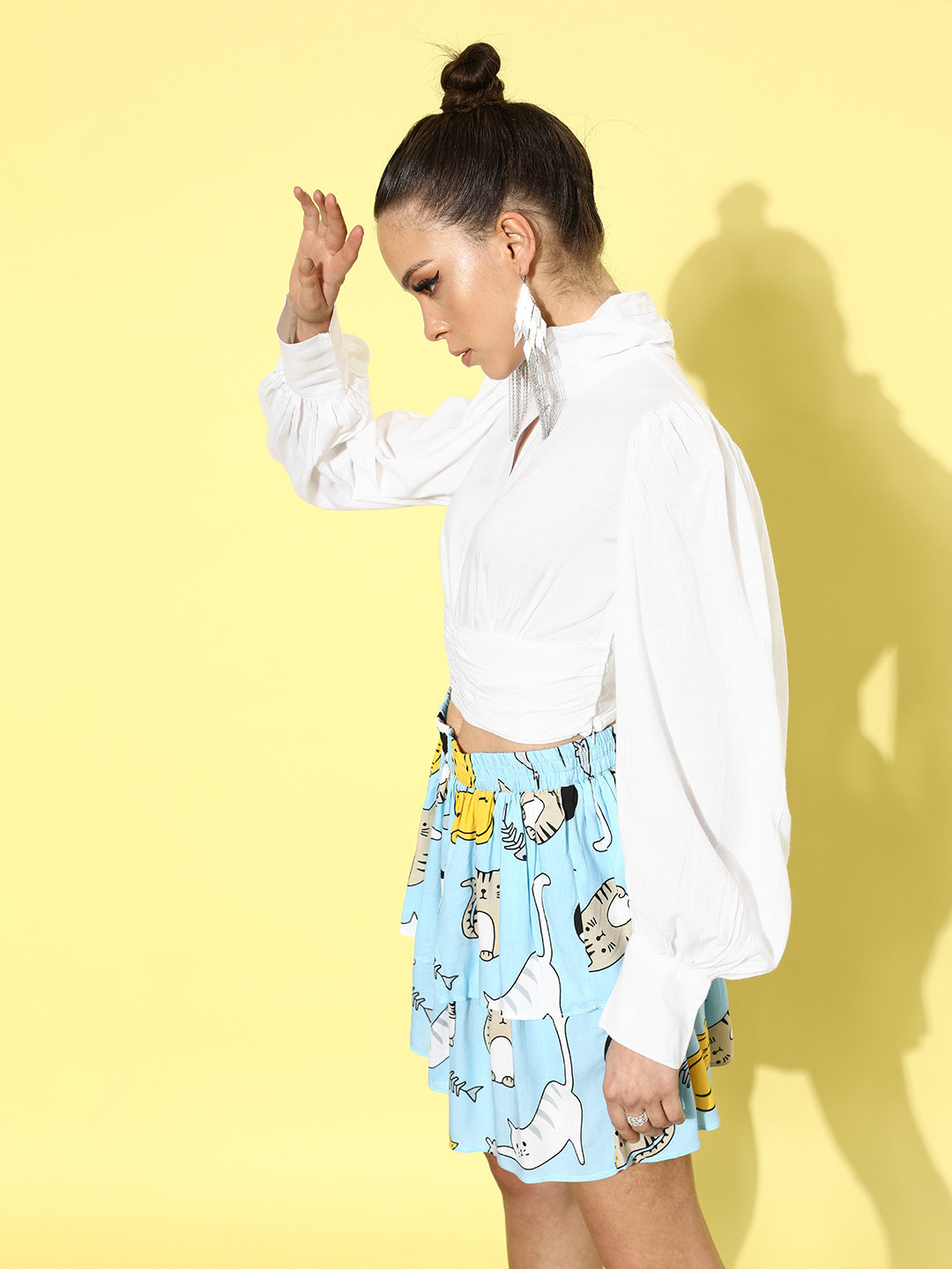 SCORPIUS Solid White Rayon Top