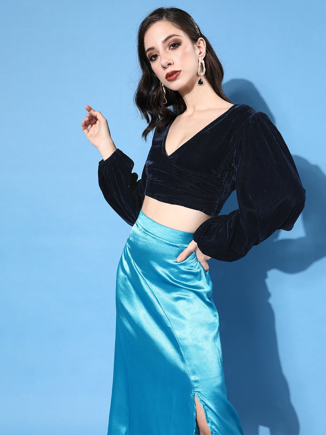 Designer Navy Velvet Top