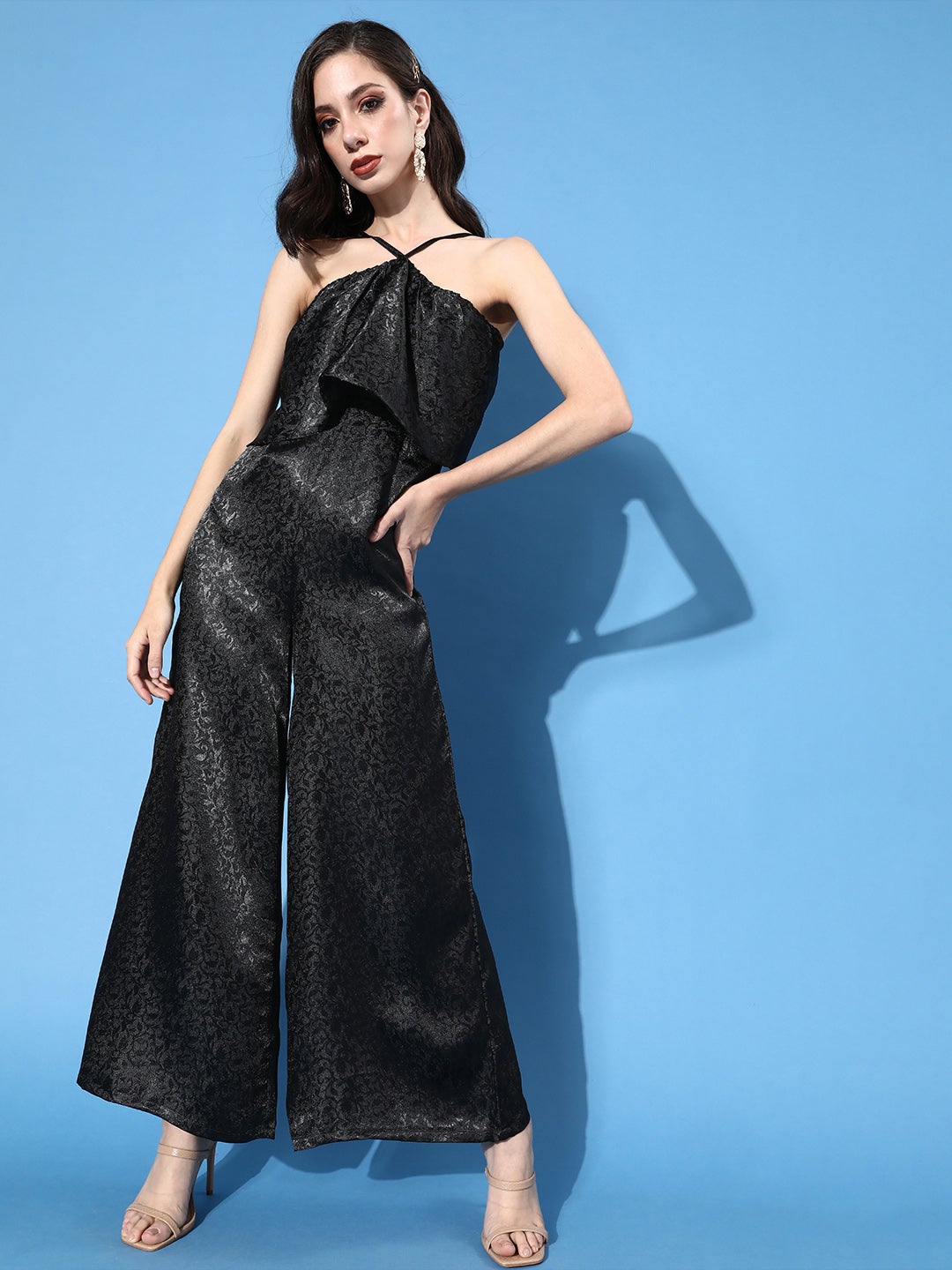 Cation Black Jaquard Jumpsuit