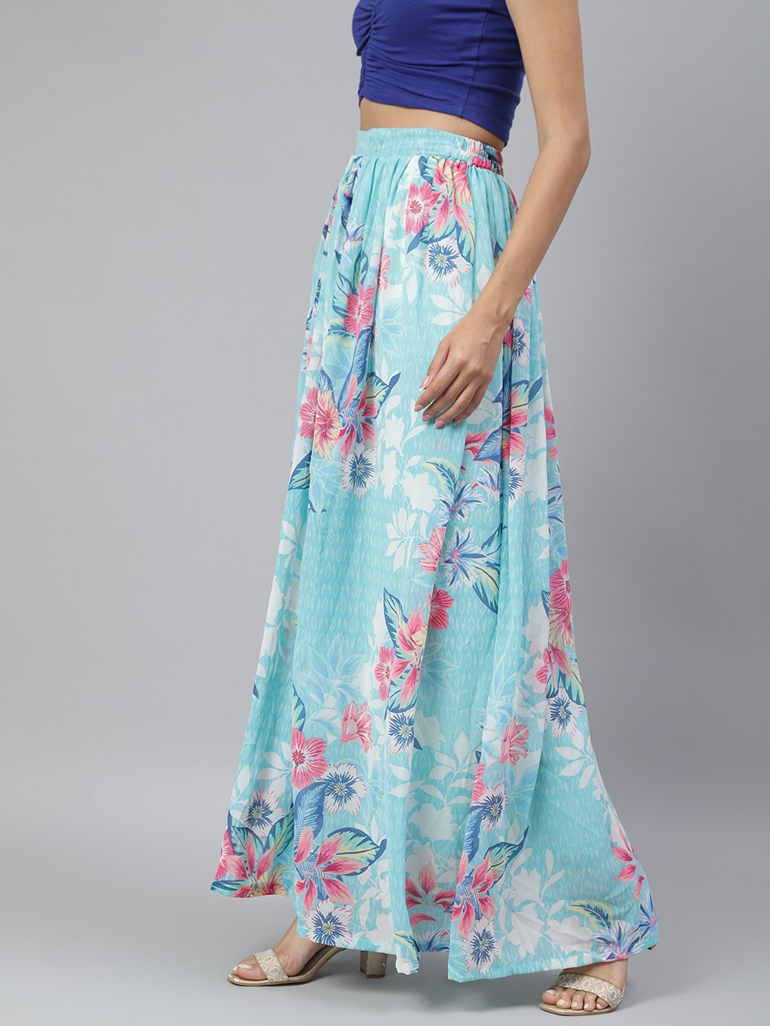 SCORPIUS Blue print long skirt