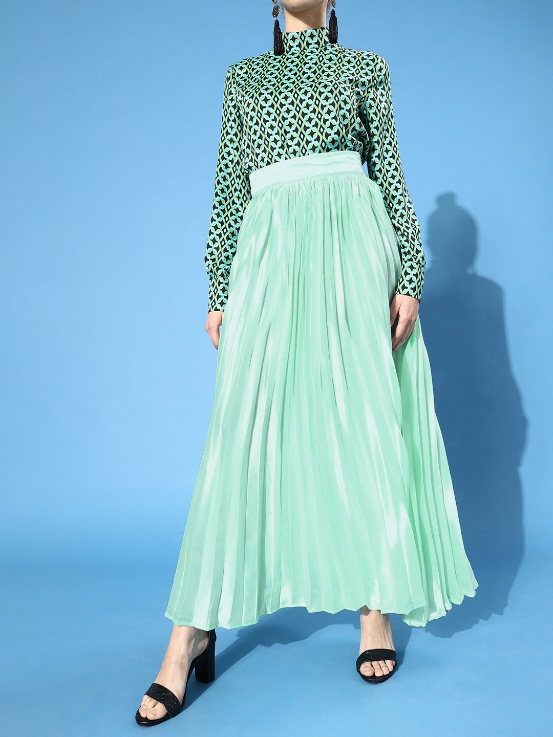 Green Satin Skirt