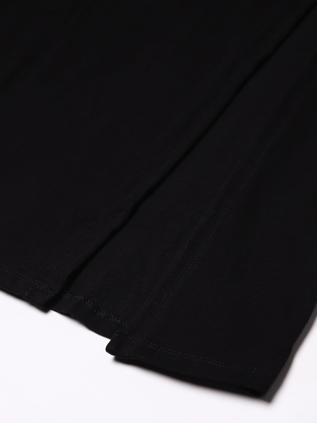 Front Slit Solid Black Dress