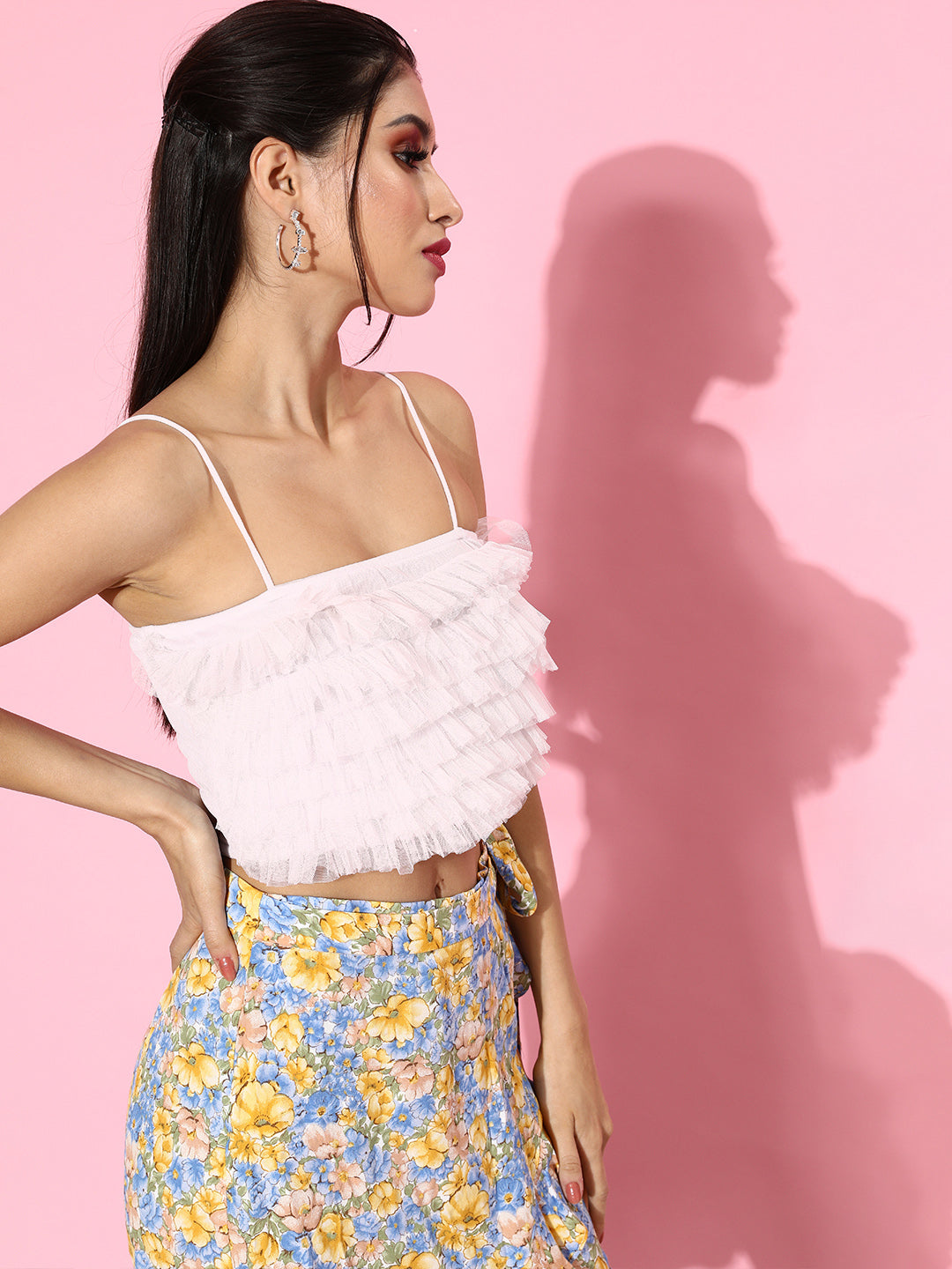 SCORPIUS White Ruffle Top