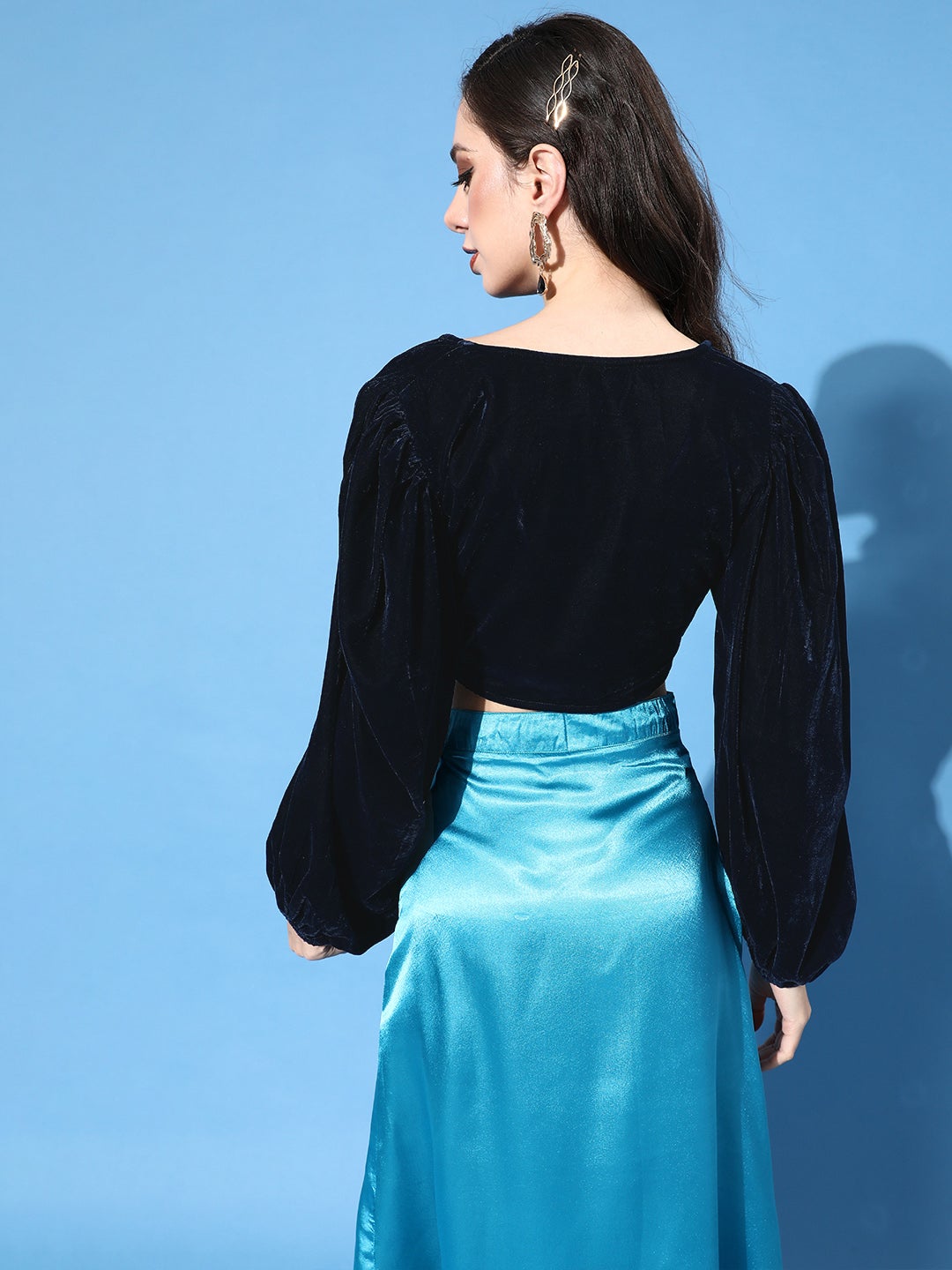 Designer Navy Velvet Top