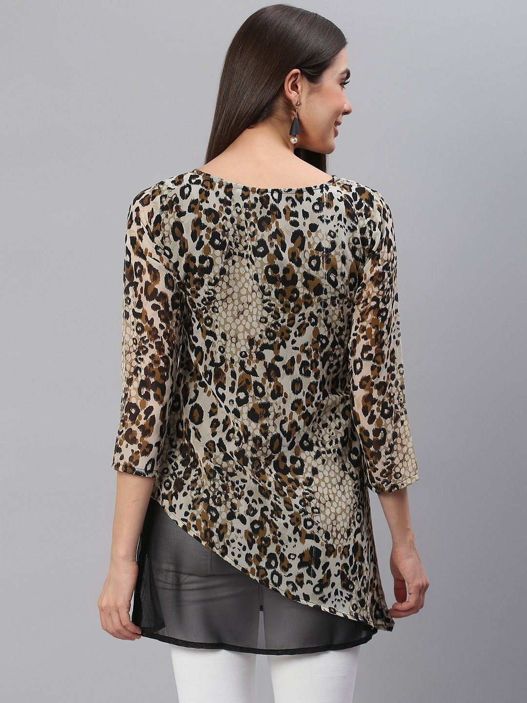 Designer Brown Cheetah Print Tunic