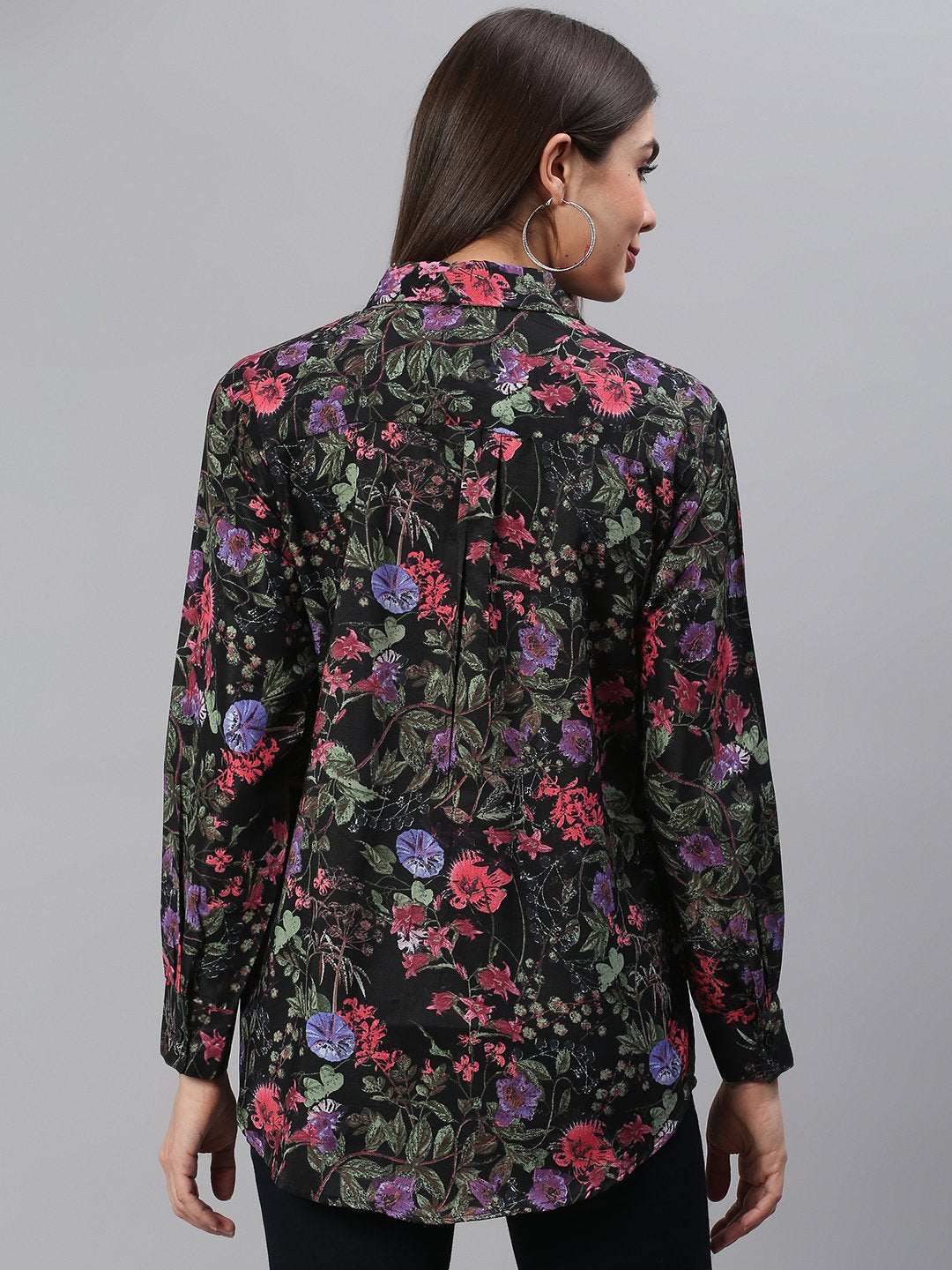 Black Floral Print Shirt