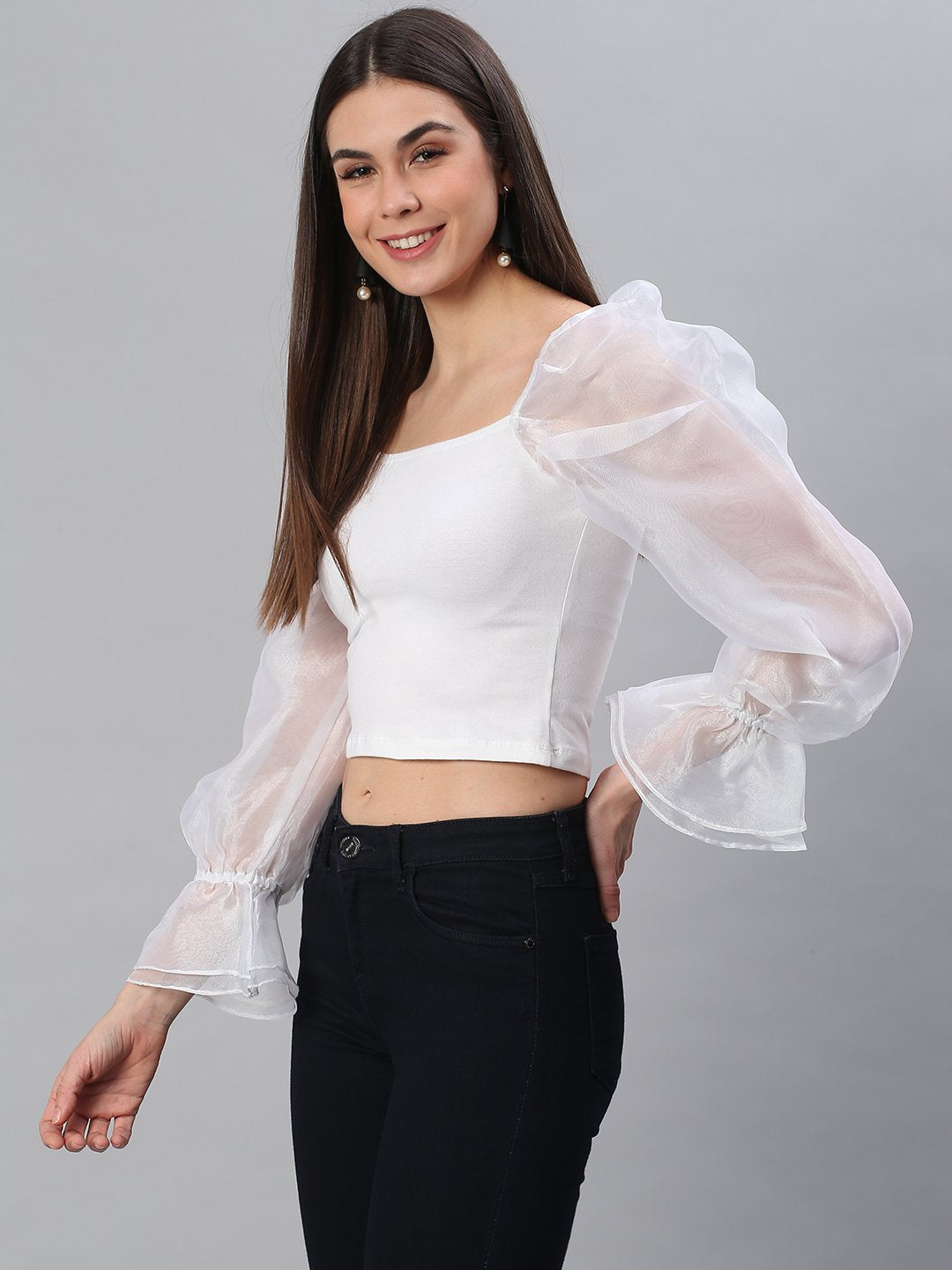 White Puff Sleeve Top