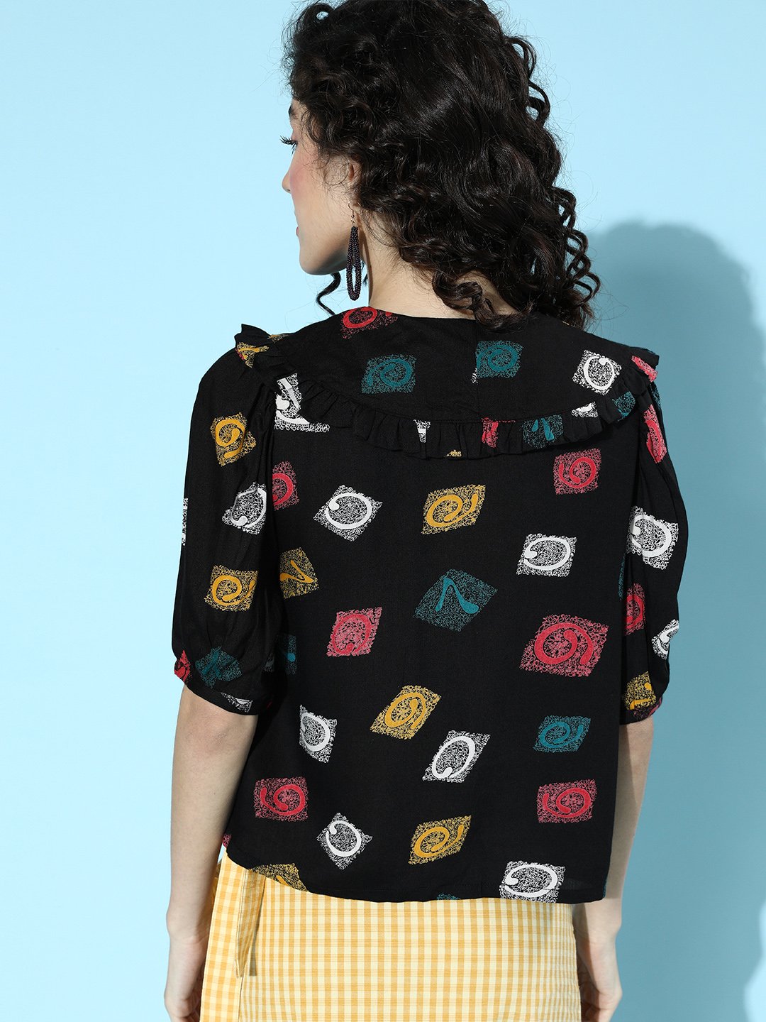 SCORPIUS Black printed Over the Board Collared Shirt