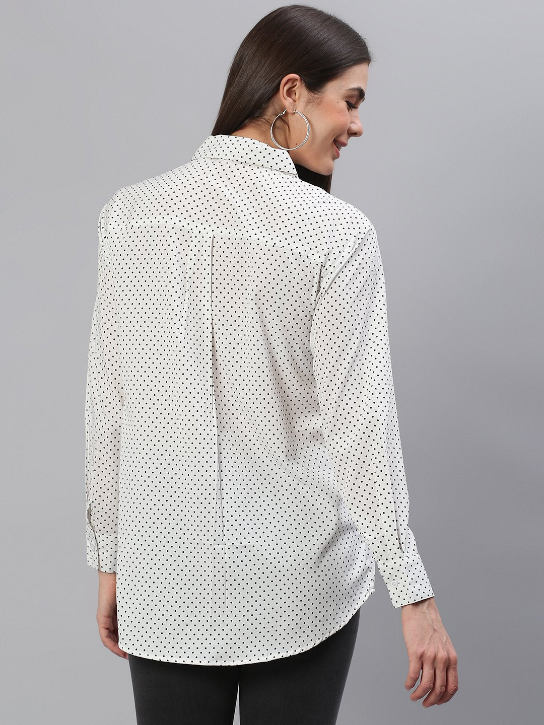 White Polka Print Shirt