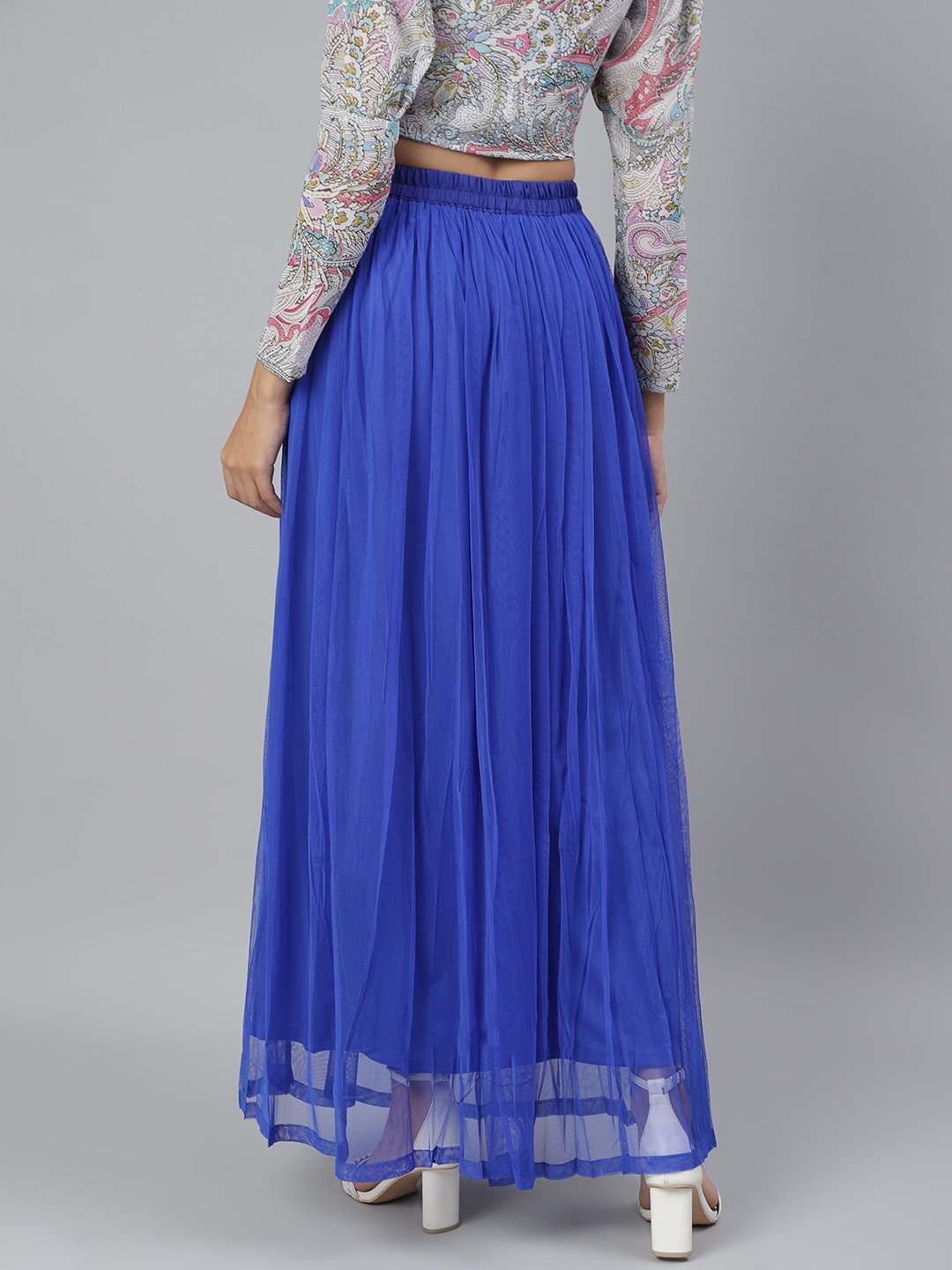 SCORPIUS Royal blue net long skirt