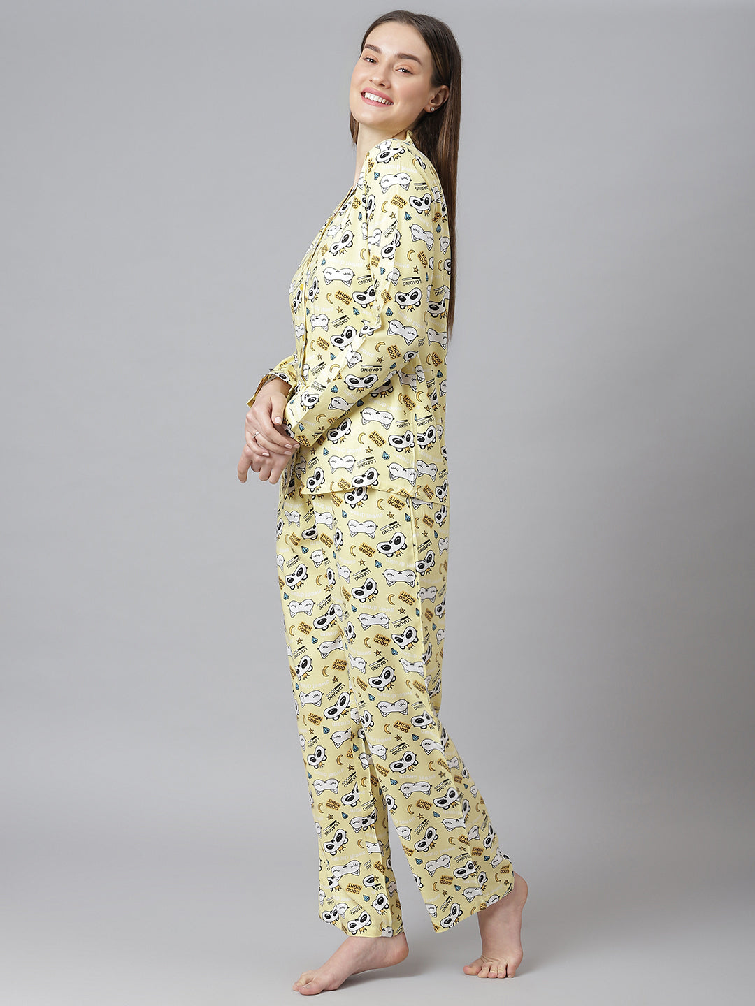 Cation Yellow Printed Night Suit