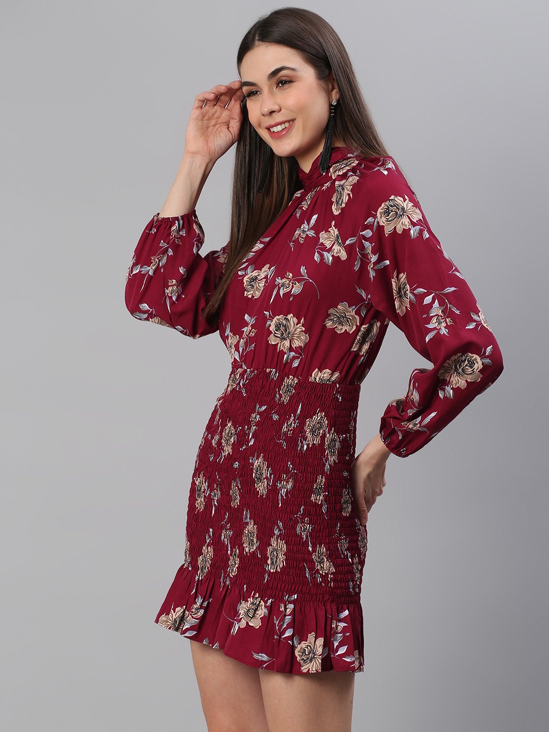 Floral Maroon Dress