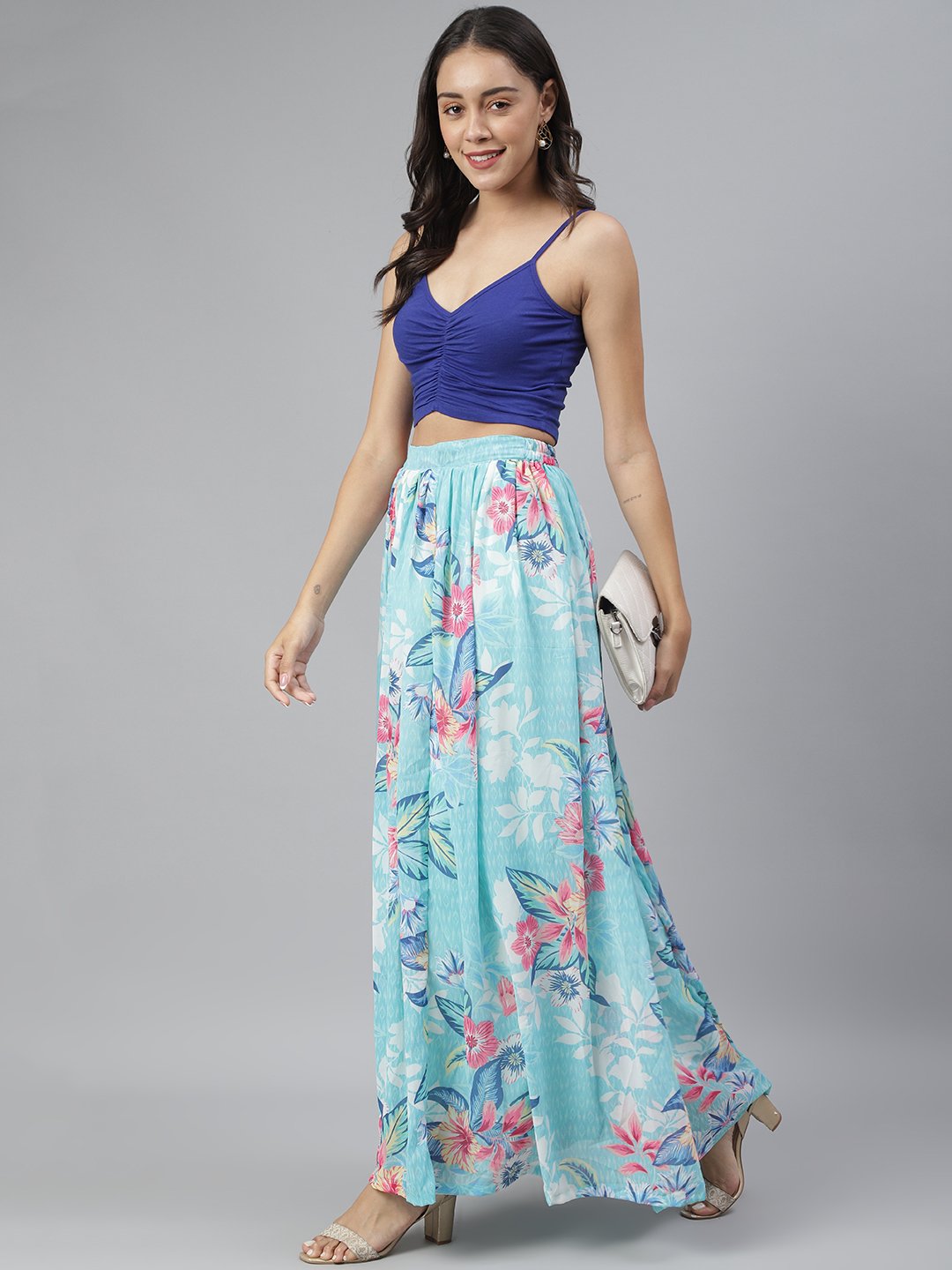 SCORPIUS Blue print long skirt