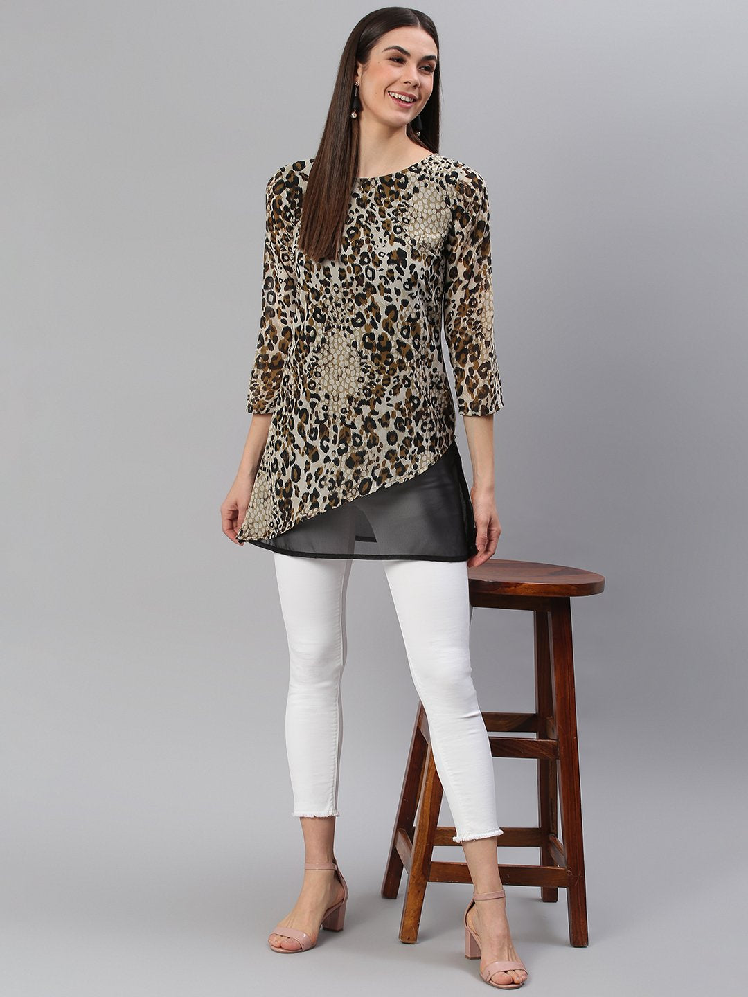 Designer Brown Cheetah Print Tunic