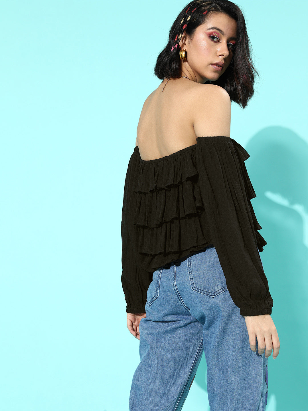 Solid Black Crepe Top