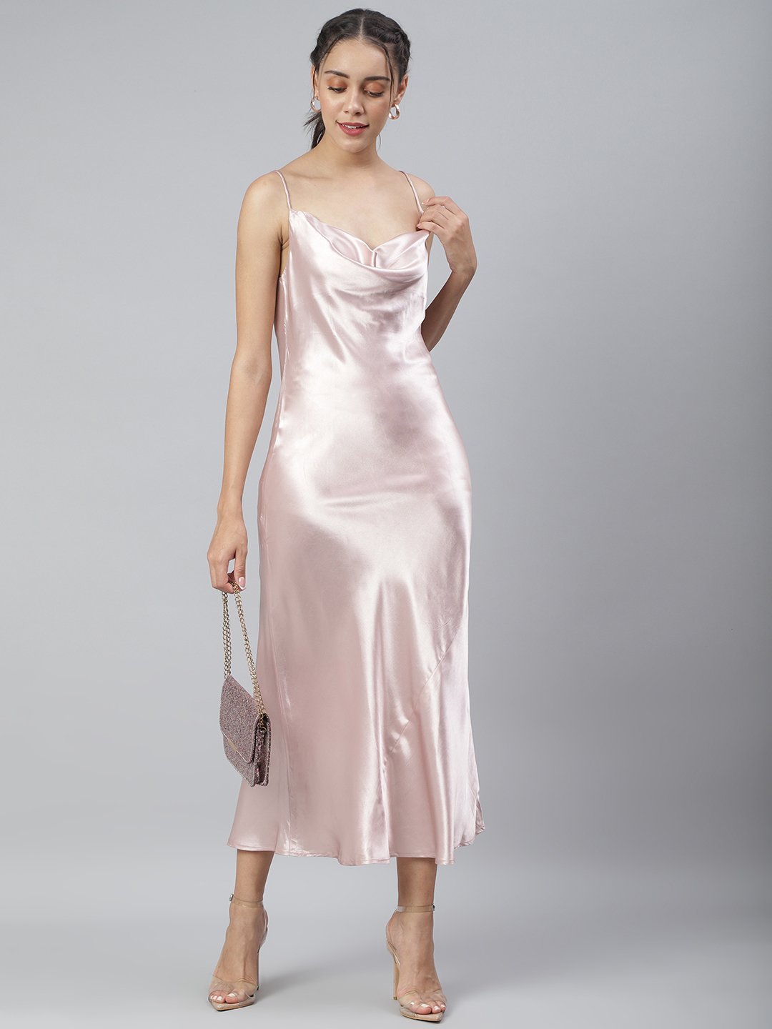 SCORPIUS Pink Satin Cocktail Dress