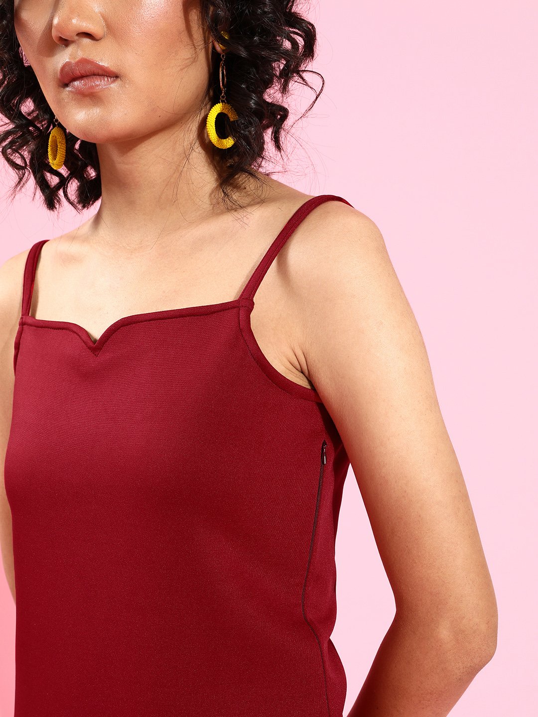 Maroon Solid Dress