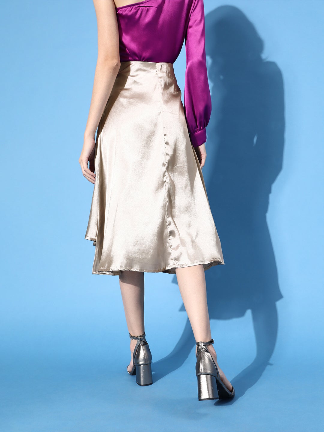 Solid Grey Satin Skirt