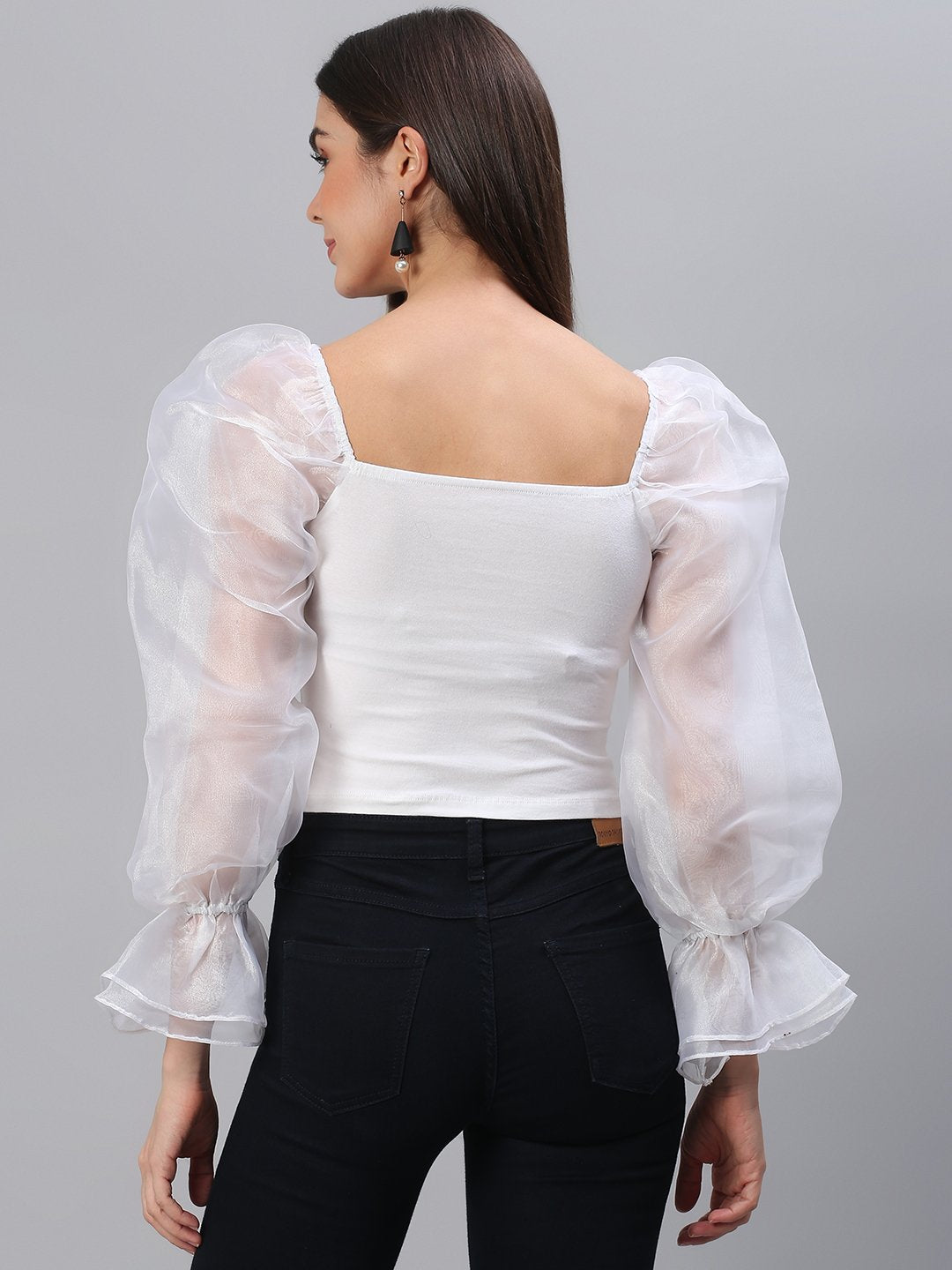 White Puff Sleeve Top