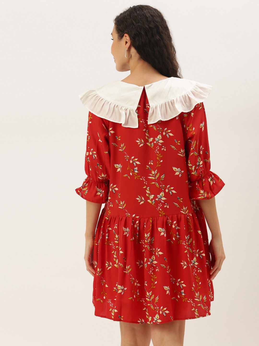 Gorgeous Red Floral Waisted Dress