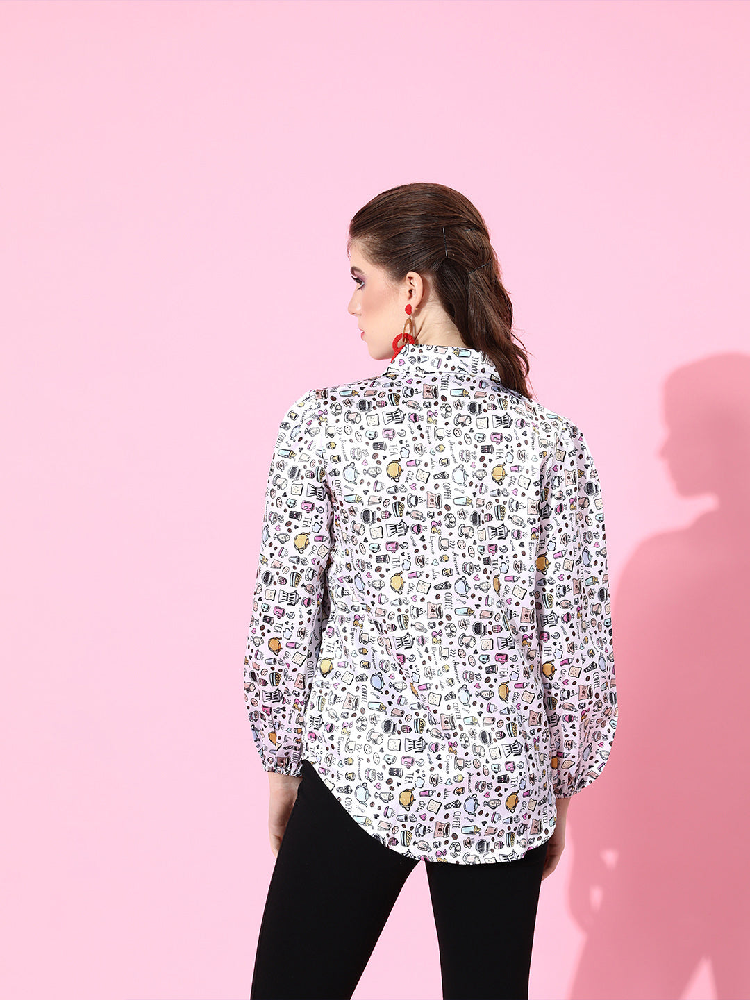 SCORPIUS White printed Satin shirt