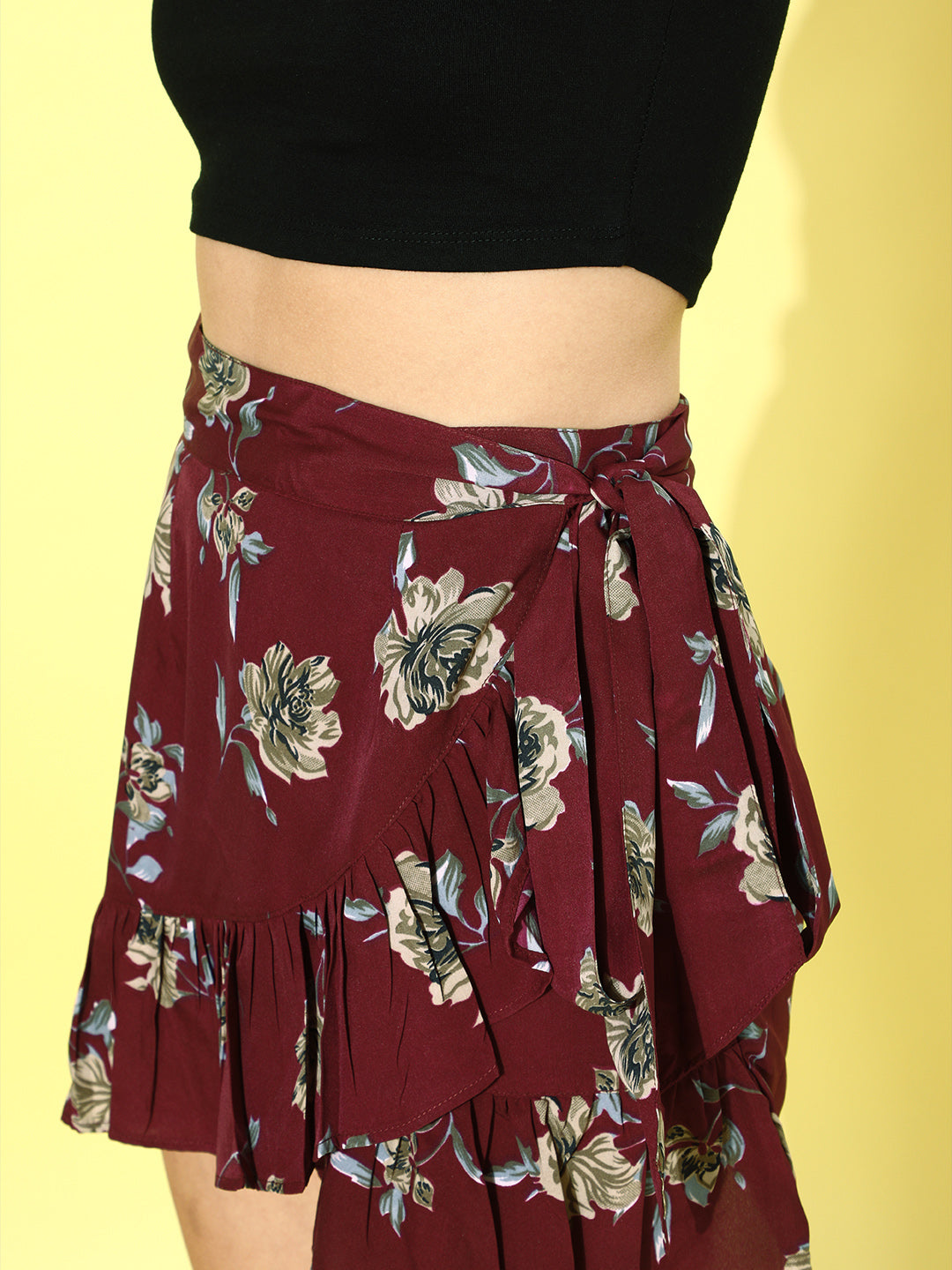 Cation Solid Black and Maroon Printed Clothing Set