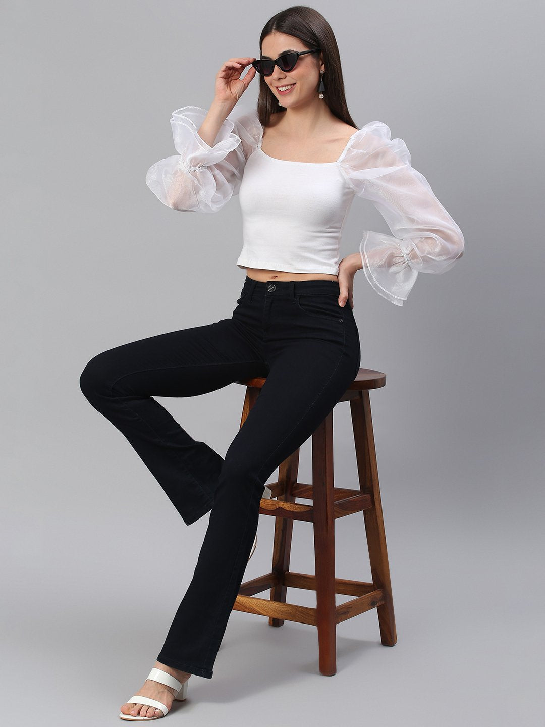 White Puff Sleeve Top