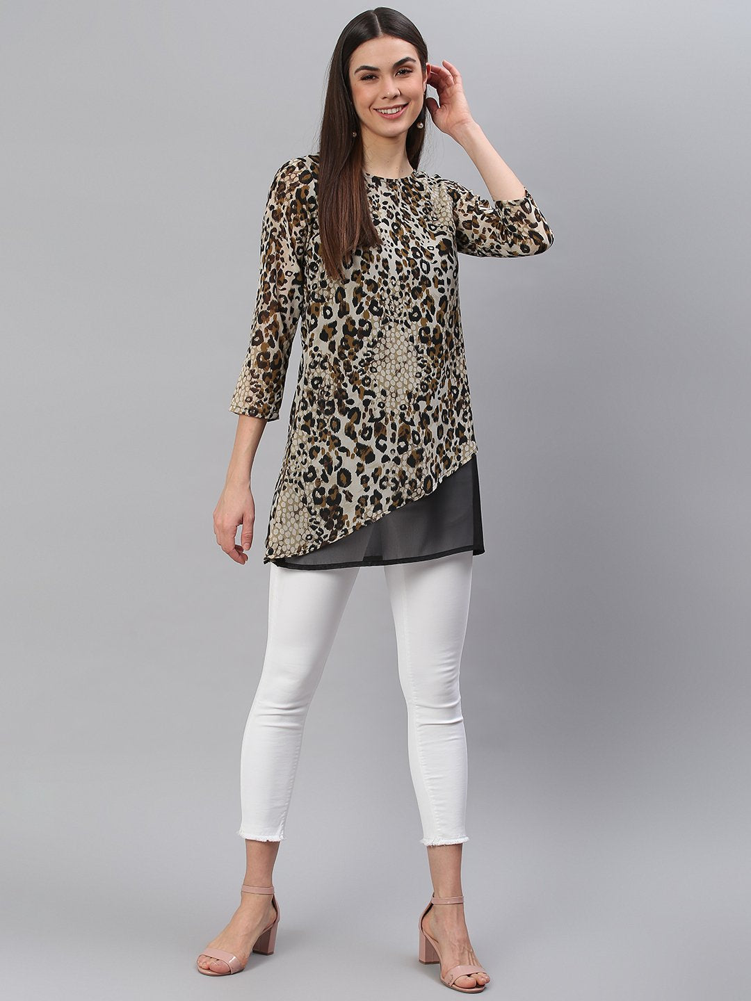 Designer Brown Cheetah Print Tunic