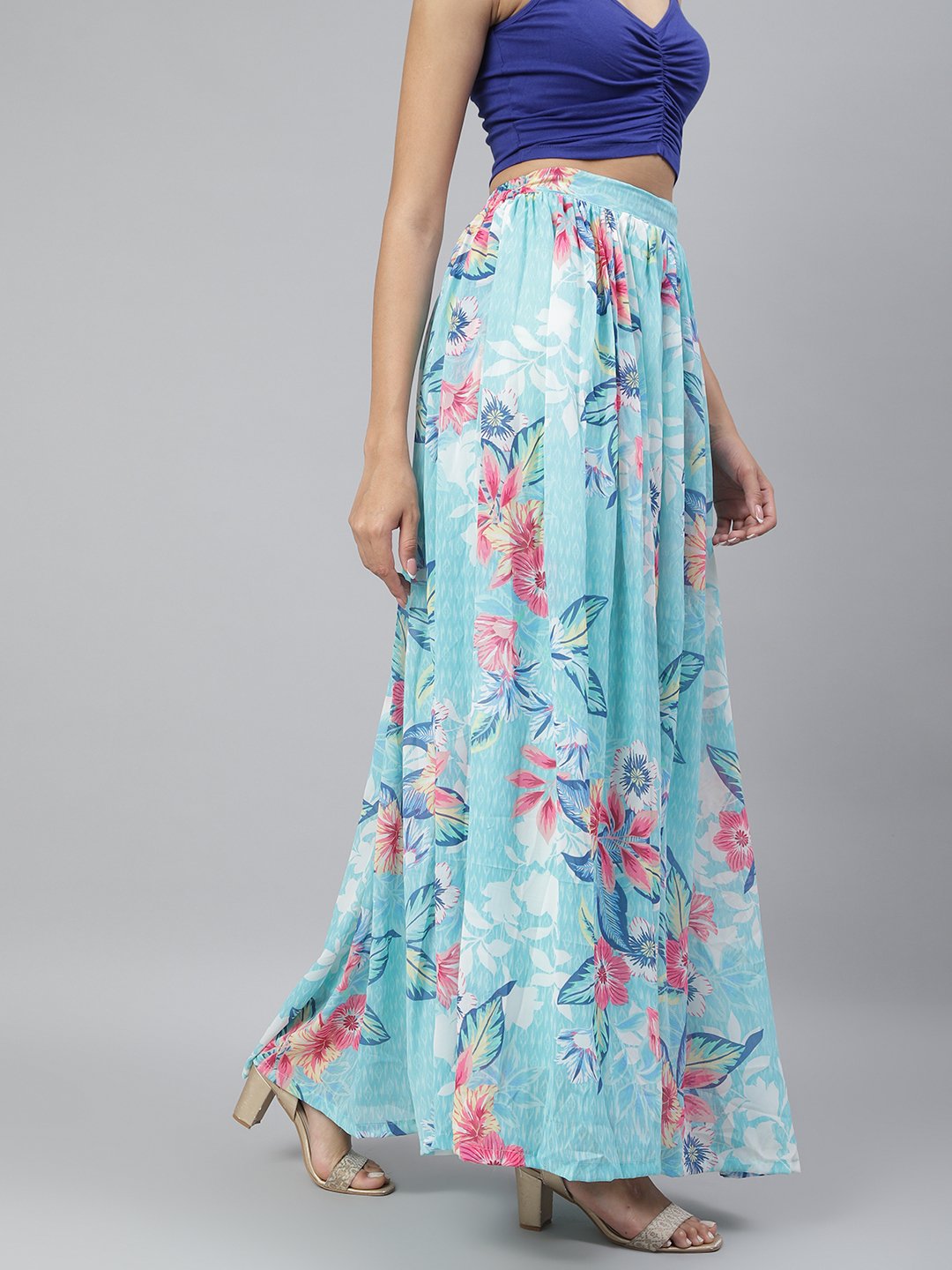 SCORPIUS Blue print long skirt