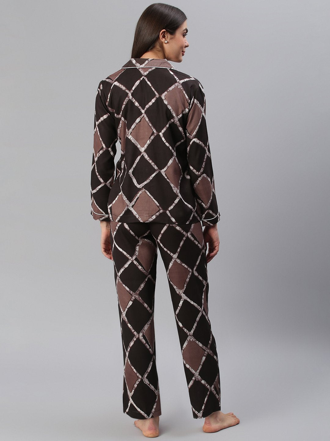 Cation Brown Printed Night Suit